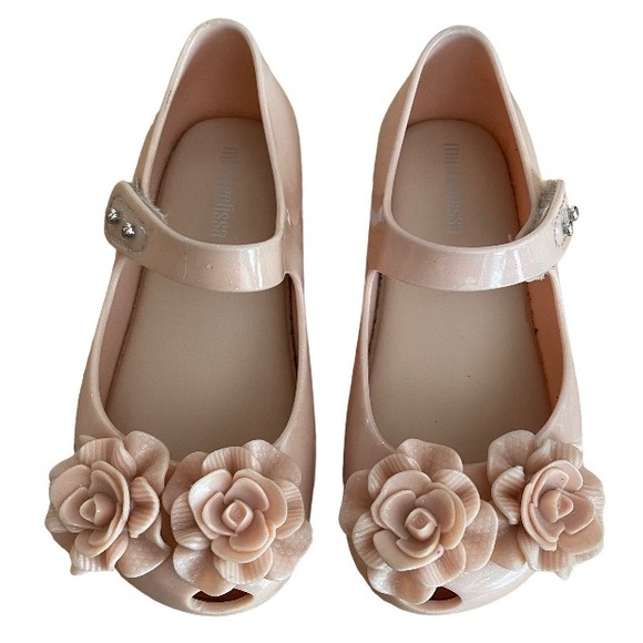 Mini Melissa Other - Mini Melissa Pink Silver Glitter Flower Ultragirl Garden BB Maryjane Shoes